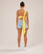 Janira - Kanten One-Shoulder Top Met Asymmetrische Halslijn