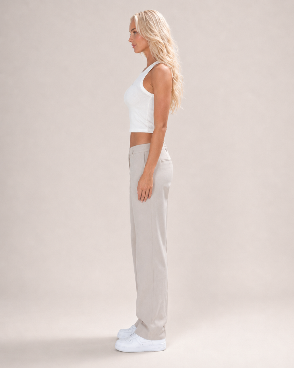 Javelle - Witte Rib Crop Top Met Hoge Hals
