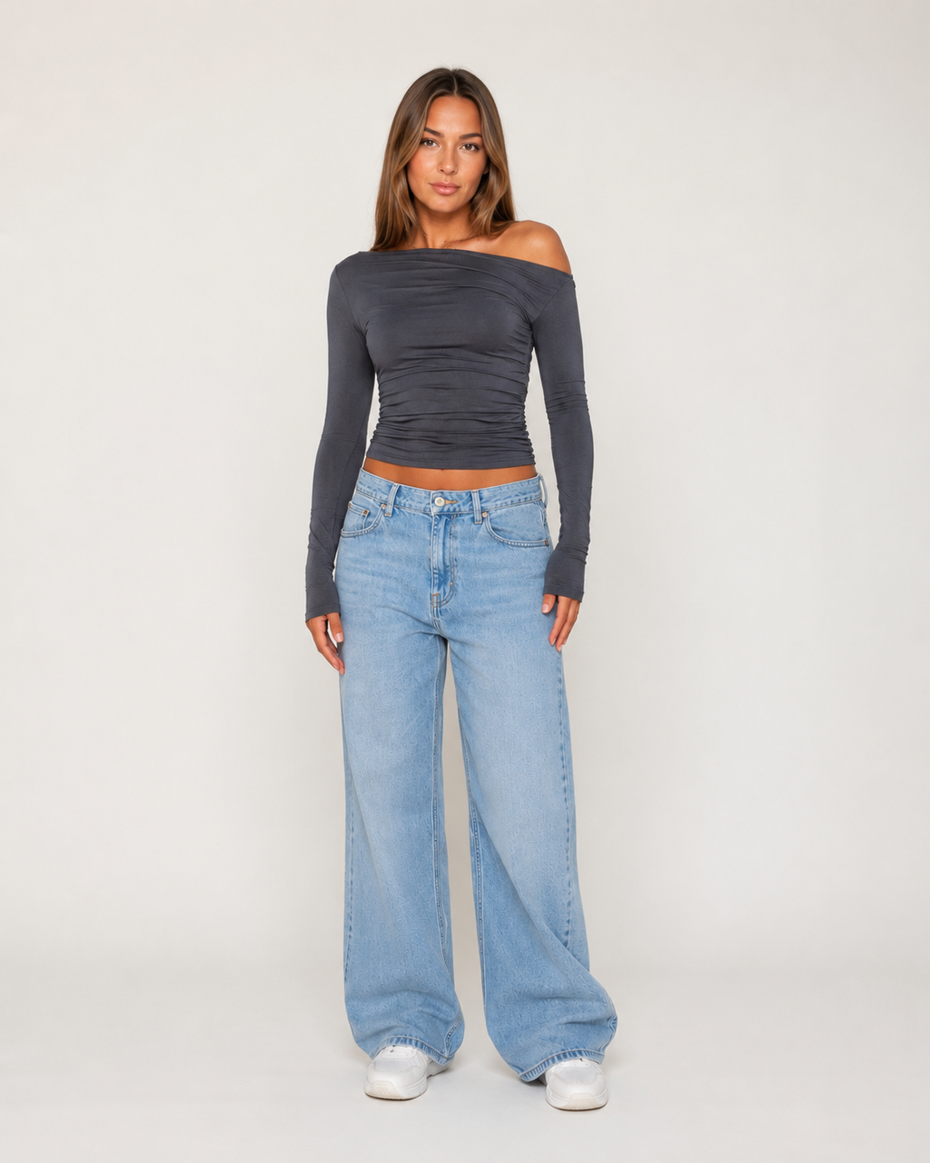 Jadira - Dames Top Met Asymmetrische Halslijn En Lange Mouwen