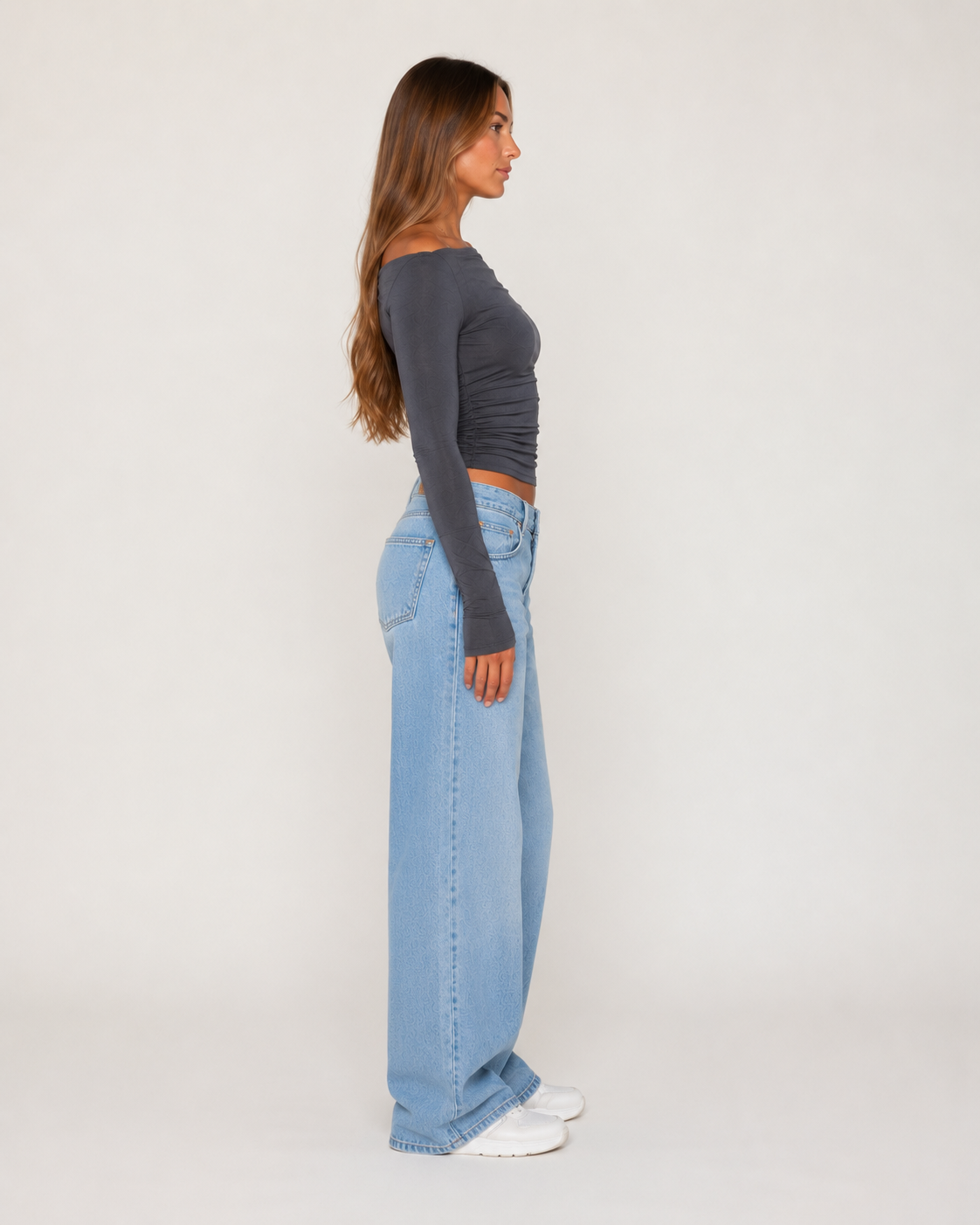 Jadira - Dames Top Met Asymmetrische Halslijn En Lange Mouwen