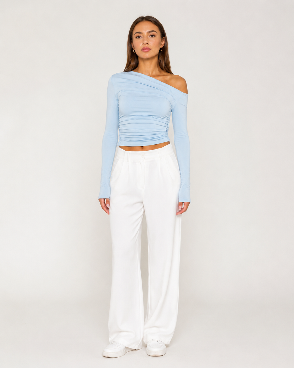 Jadira - Dames Top Met Asymmetrische Halslijn En Lange Mouwen