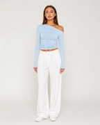 Jadira - Dames Top Met Asymmetrische Halslijn En Lange Mouwen