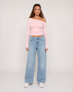 Jadira - Dames Top Met Asymmetrische Halslijn En Lange Mouwen
