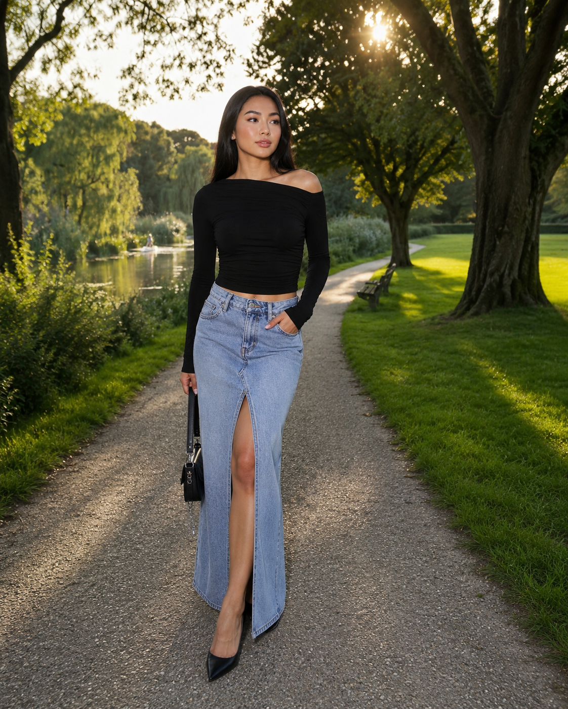 Jadira - Dames Top met Asymmetrische Halslijn en Lange Mouwen