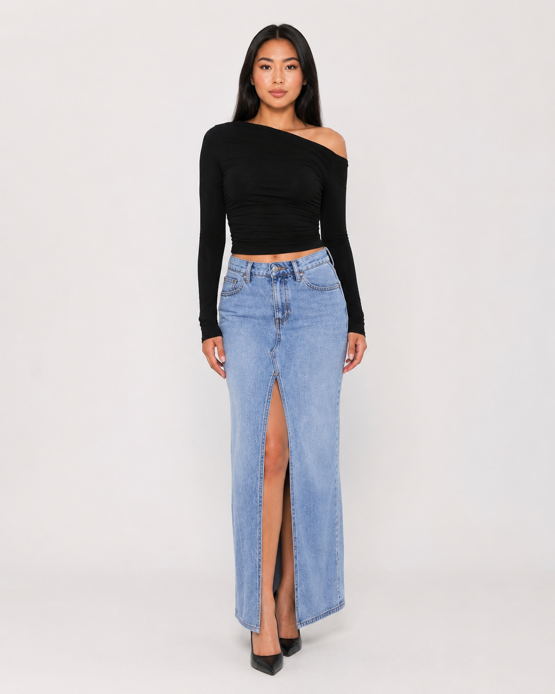 Jadira - Dames Top Met Asymmetrische Halslijn En Lange Mouwen