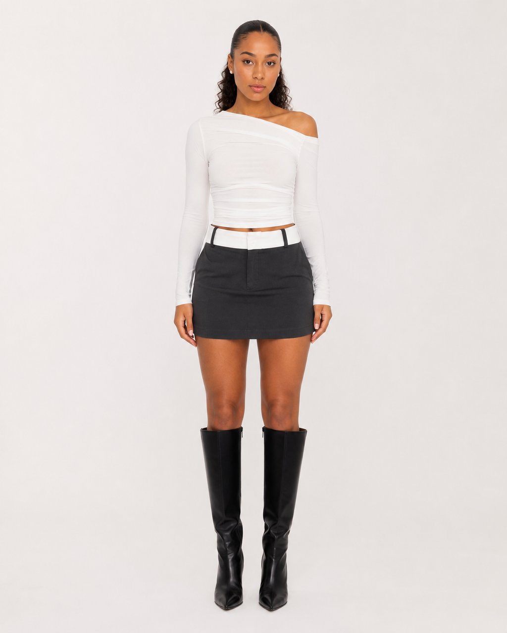 Jadira - Dames Top Met Asymmetrische Halslijn En Lange Mouwen
