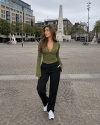Jorinde - Longsleeve T-Shirt Met V-Hals En Kantafwerking