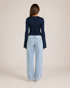 Jorinde - Longsleeve T-Shirt Met V-Hals En Kantafwerking