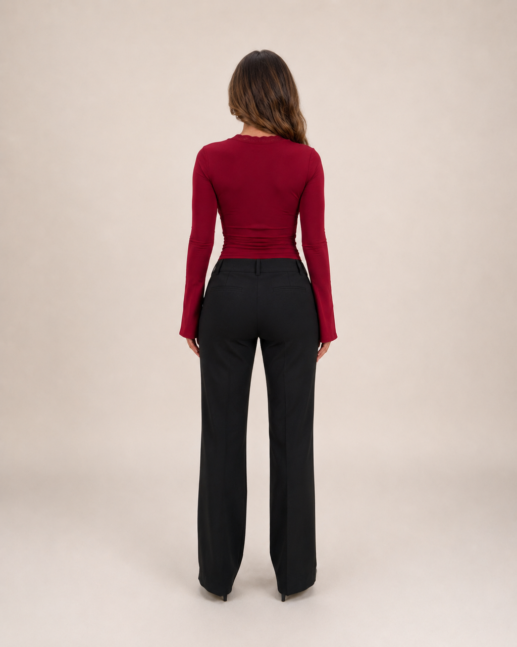 Jorinde - Longsleeve T-Shirt Met V-Hals En Kantafwerking