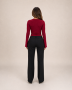 Jorinde - Longsleeve T-Shirt Met V-Hals En Kantafwerking