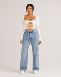 Jamila - Witte Crop Top Met Cut-Out Details