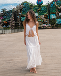 Juna - Witte Kanten Crop Top Met Verstelbare Veters