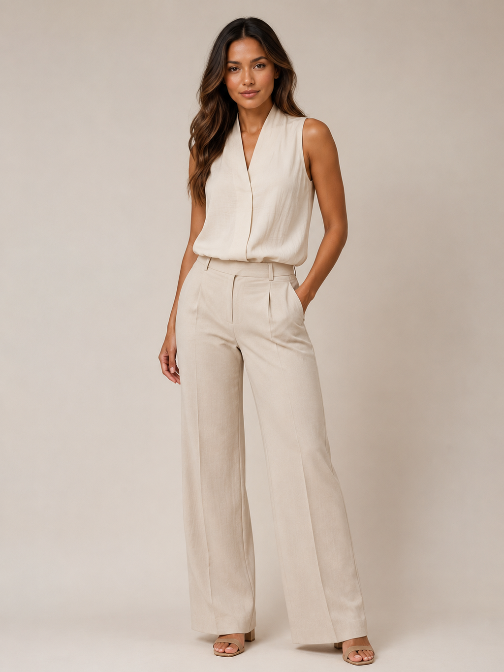 Sérélyne - Dames Mouwloze Blouse Met Opstaande Kraag