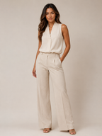 Sérélyne - Dames Mouwloze Blouse Met Opstaande Kraag