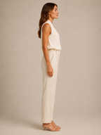 Sérélyne - Dames Mouwloze Blouse Met Opstaande Kraag