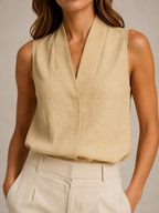 Sérélyne - Dames Mouwloze Blouse Met Opstaande Kraag