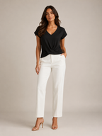 Sorevienne - Dames Top Met V-hals En Twistdetail