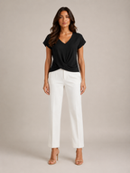 Sorevienne - Dames Top Met V-hals En Twistdetail