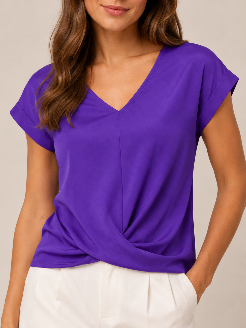 Sorevienne - Dames Top Met V-hals En Twistdetail