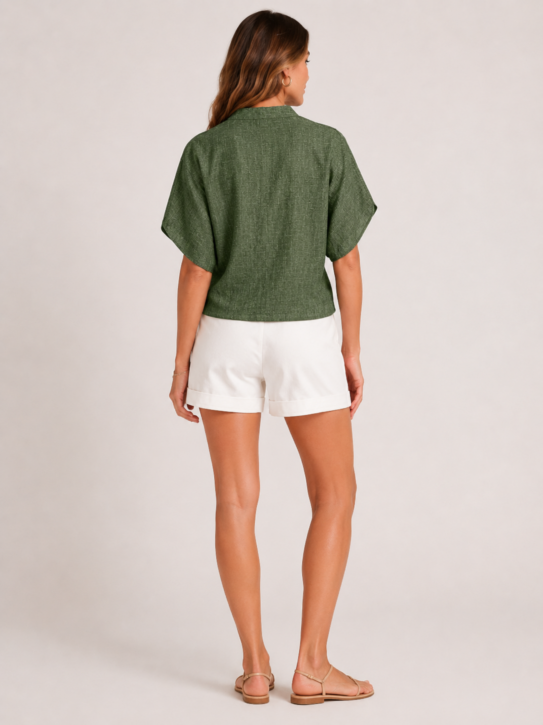 Sivianne - Dames Blouse Met Split-hals En Korte Vlindermouwen