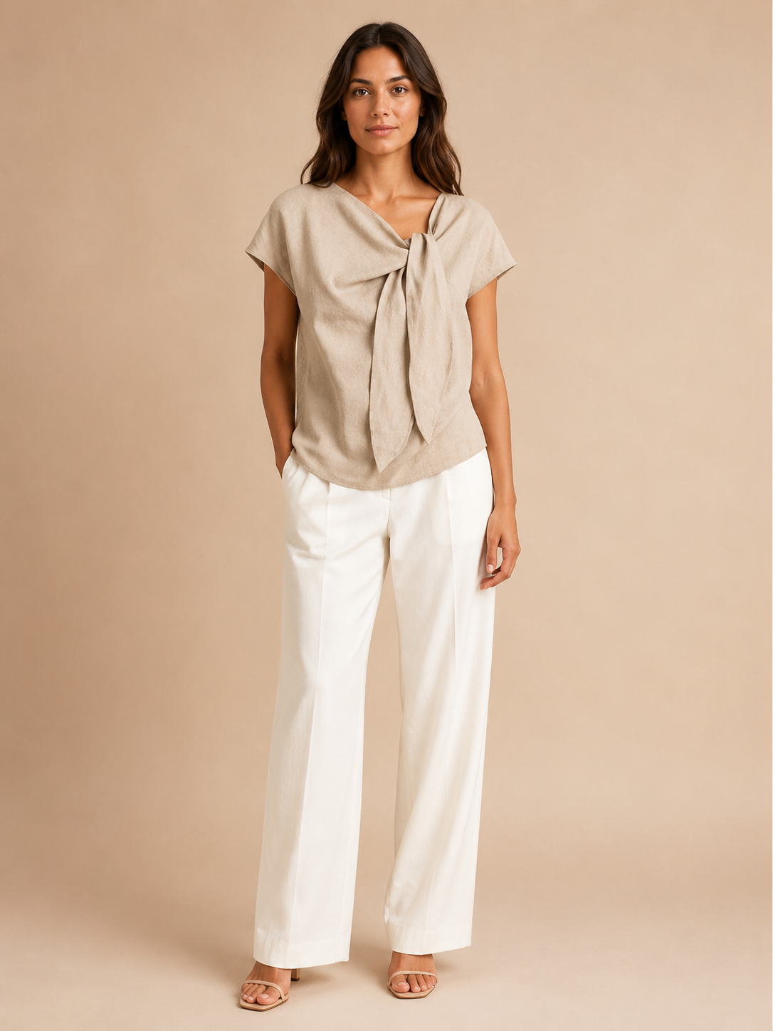 Sorelline - Dames Blouse Met Strikkraag En Losse Pasvorm