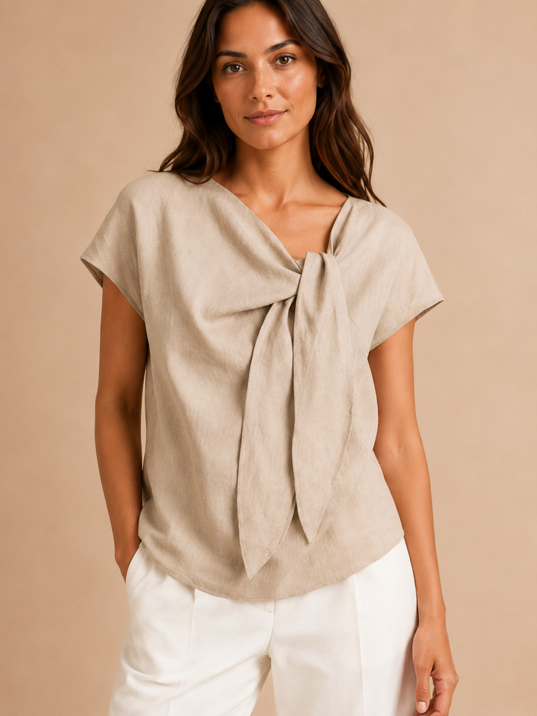 Sorelline - Dames Blouse Met Strikkraag En Losse Pasvorm