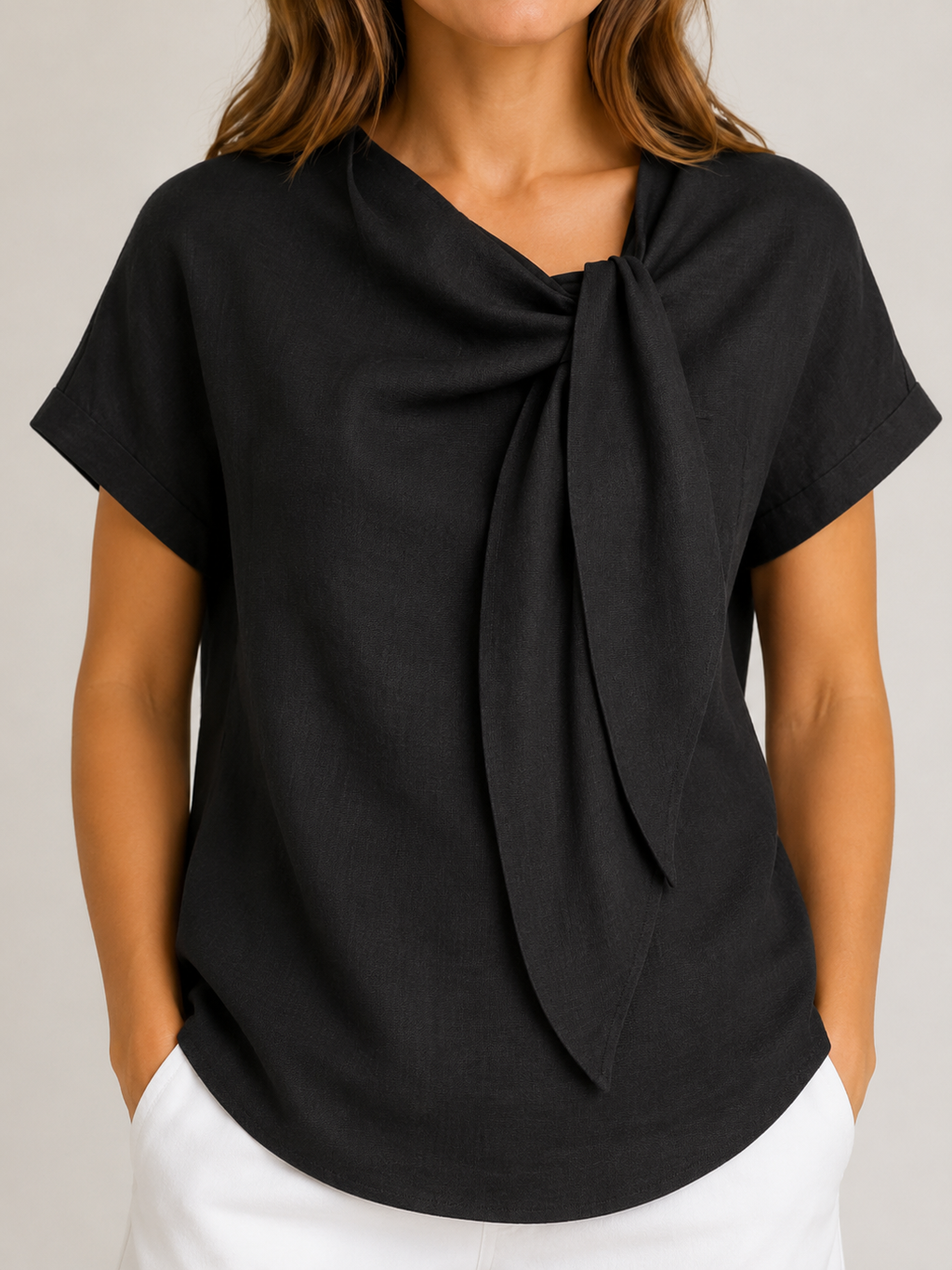 Sorelline - Dames Blouse Met Strikkraag En Losse Pasvorm