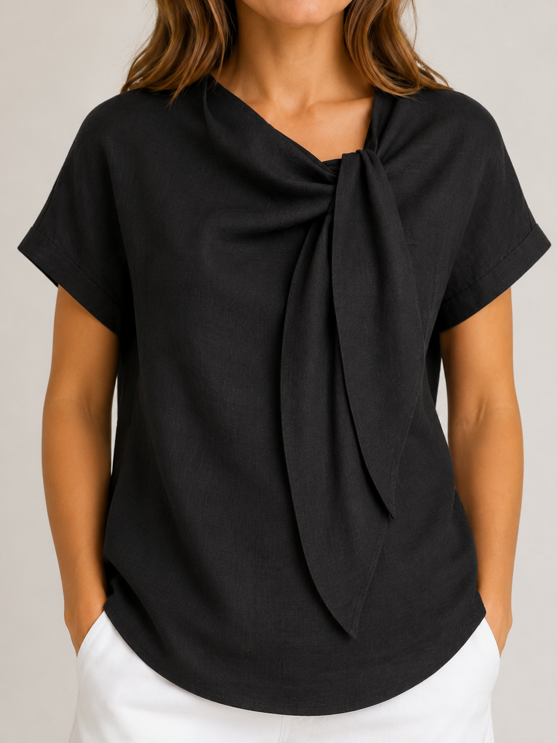 Sorelline - Dames Blouse Met Strikkraag En Losse Pasvorm