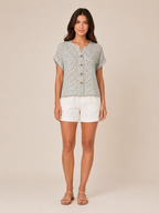 Sorellise - Dames Blouse Met Bloemenprint En Knoopdetail