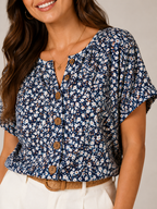 Sorellise - Dames Blouse Met Bloemenprint En Knoopdetail