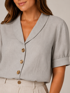 Soreva - Dames Blouse Met Open Kraag En Knoopsluiting