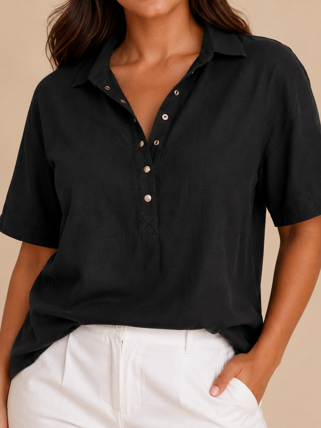 Sérane - Dames Blouse Met Kraag En Knoopsluiting