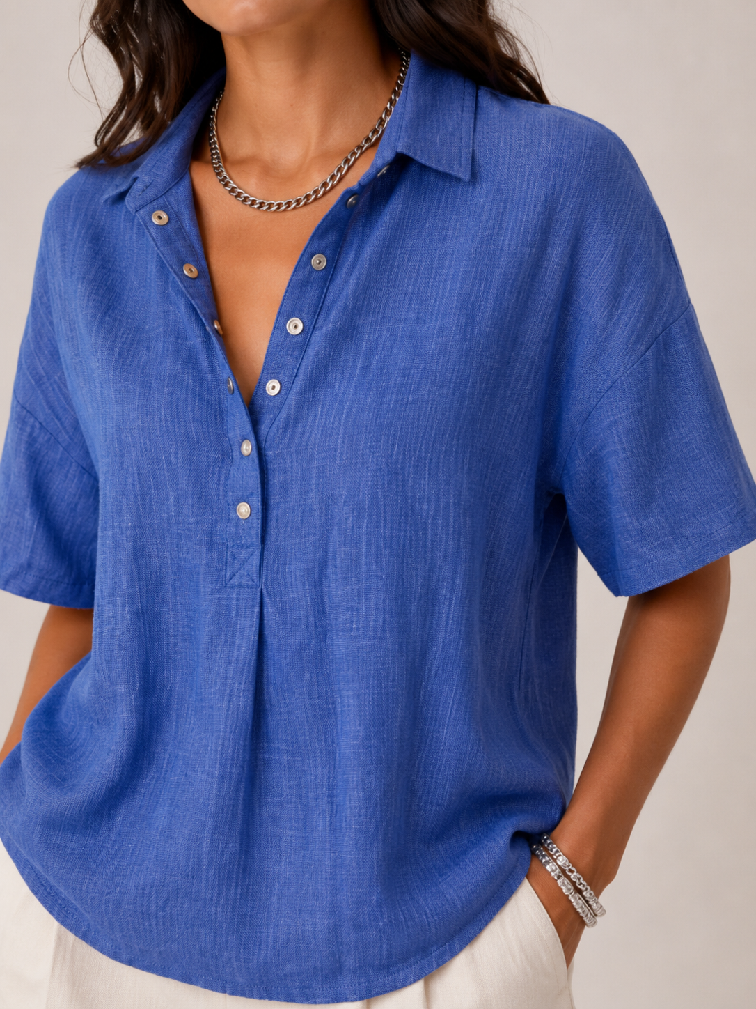 Sérane - Dames Blouse Met Kraag En Knoopsluiting