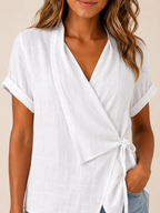 Solenna - Dames Wikkelblouse Met Strikceintuur