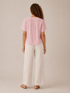 Solévia - Dames Blouse Met Kanten V-hals En Knoopsluiting