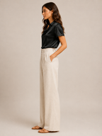 Séverine - Dames Satijnlook Blouse Met Knopen En Losse Pasvorm