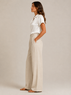 Séverine - Dames Satijnlook Blouse Met Knopen En Losse Pasvorm
