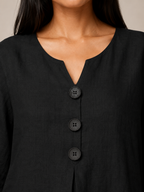 Séliane - Dames Blouse Met Split-hals En Korte Mouwen Met Ruches