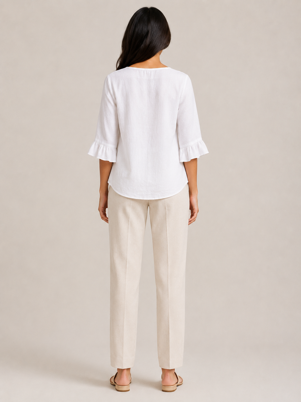 Séliane - Dames Blouse Met Split-hals En Korte Mouwen Met Ruches