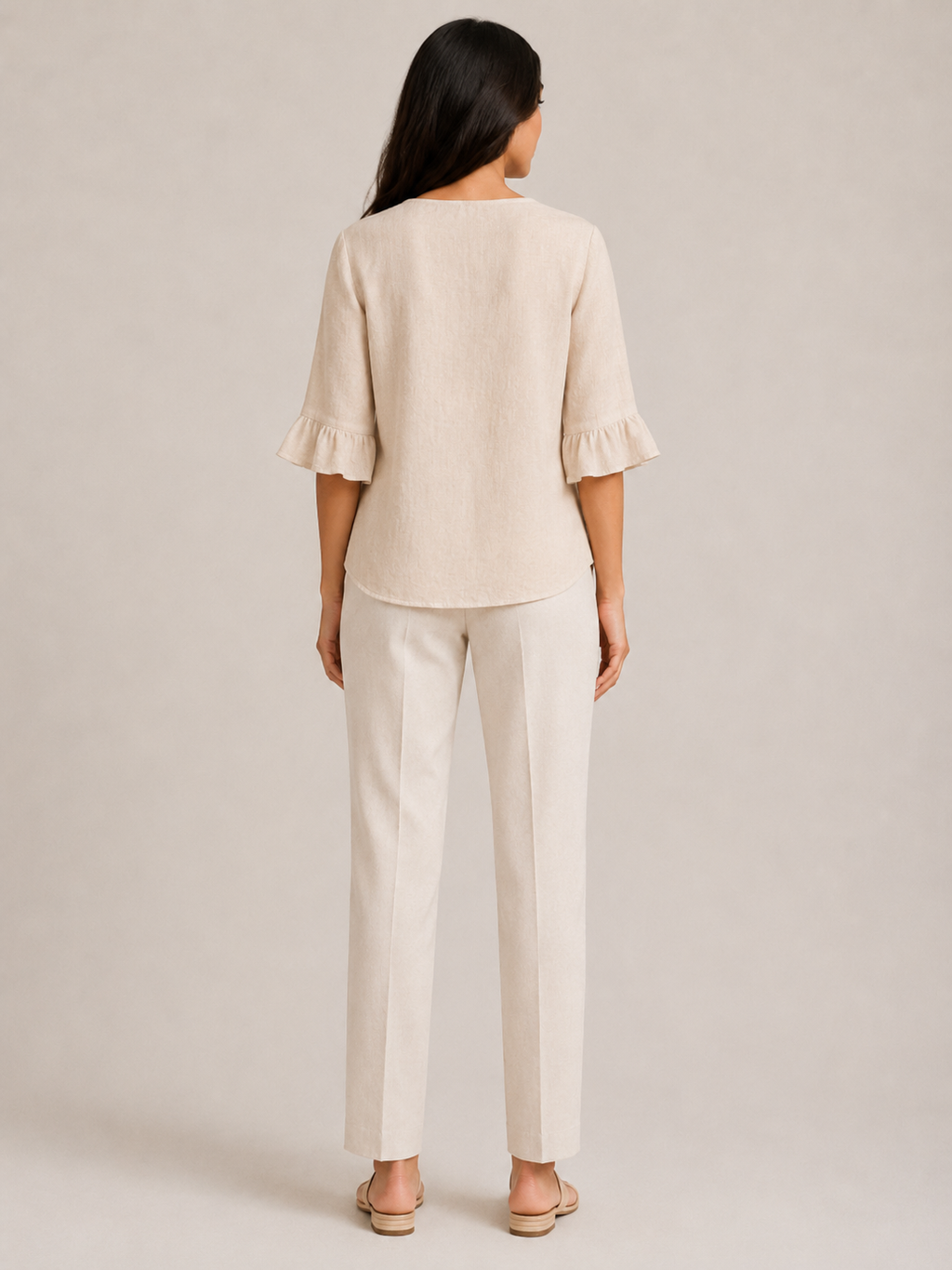 Séliane - Dames Blouse Met Split-hals En Korte Mouwen Met Ruches