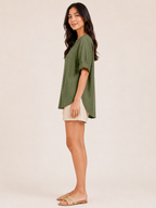 Sorianne - Dames Linnenmix Blouse Met Split-hals En Knoopsluiting