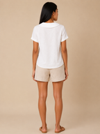 Sélestine - Dames Blouse Met Ronde Kraag En Parelknopen