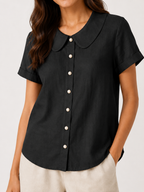 Sélestine - Dames Blouse Met Ronde Kraag En Parelknopen