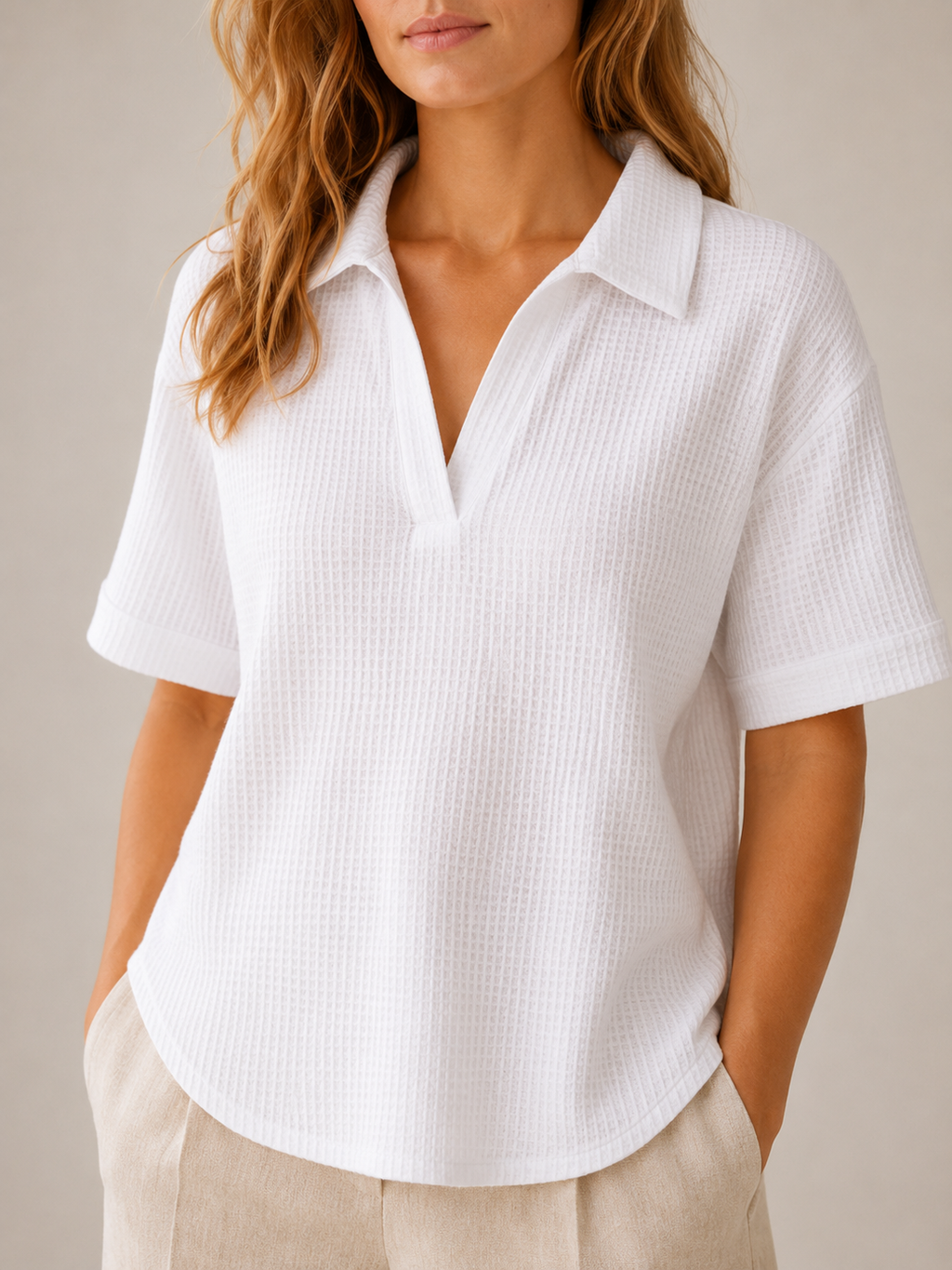 Saphéora - Dames Blouse Met Polokraag En Wafelstructuur