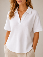 Saphéora - Dames Blouse Met Polokraag En Wafelstructuur