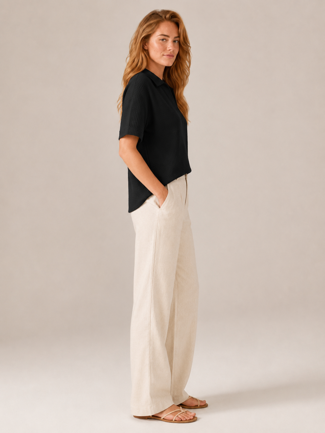 Saphéora - Dames Blouse Met Polokraag En Wafelstructuur