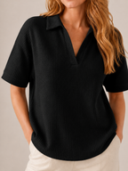 Saphéora - Dames Blouse Met Polokraag En Wafelstructuur