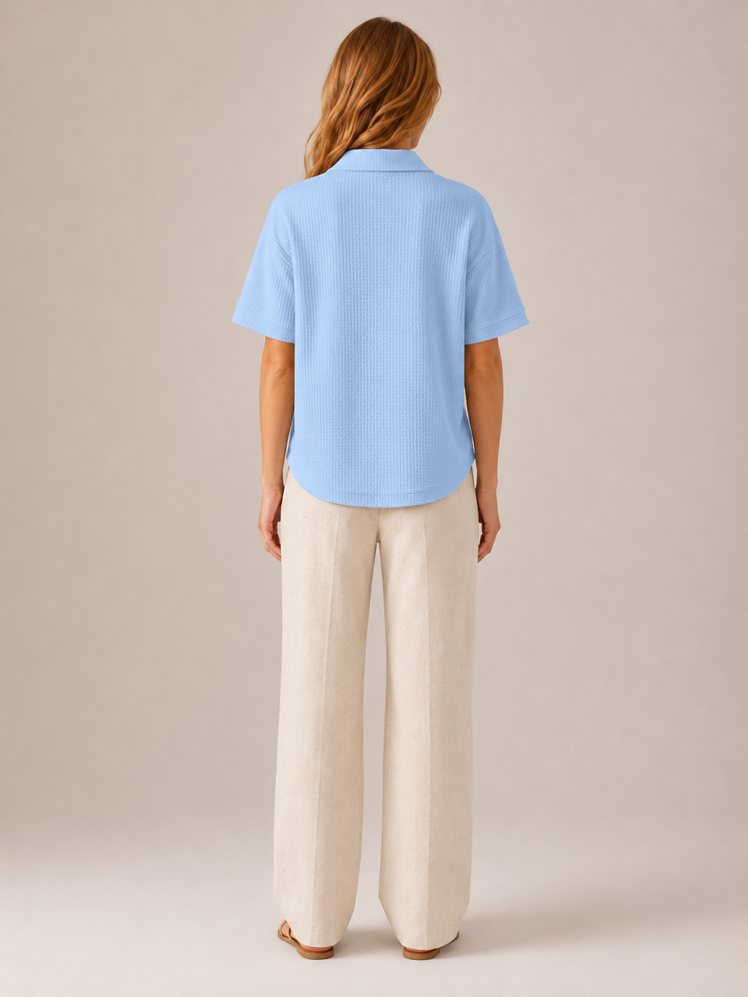 Saphéora - Dames Blouse Met Polokraag En Wafelstructuur