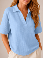 Saphéora - Dames Blouse Met Polokraag En Wafelstructuur
