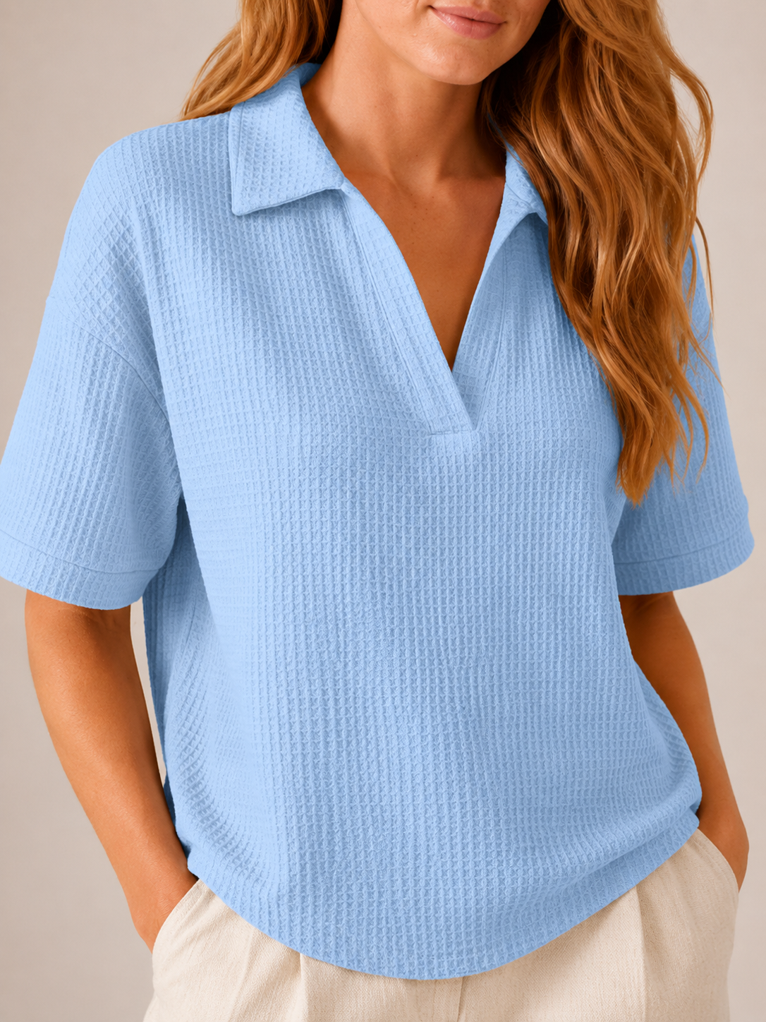 Saphéora - Dames Blouse Met Polokraag En Wafelstructuur